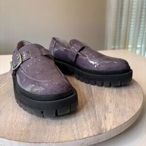 Free People Mackensie MJ Loafer Lug Sole Purple Patent Leather EU 37.5 US Sz 7.5